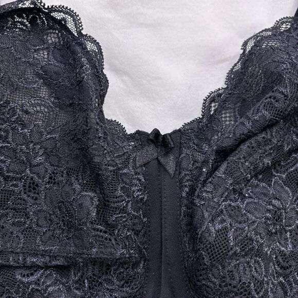 Elila Isabella Stretch Lace Bra Women's Size 46J Black Full Coverage Underwire - Picture 6 of 15